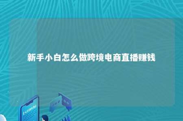 新手小白怎么做跨境电商直播赚钱 跨境电商免费教程网直播